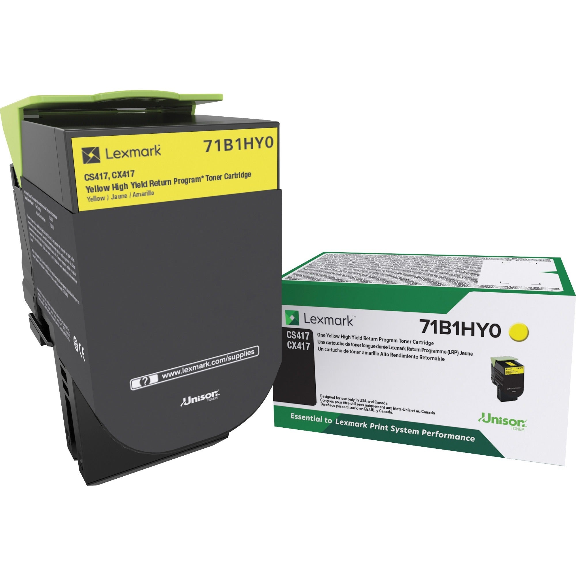 Lexmark Unison High Yield Yellow Laser Toner Cartridge, 1 Each, 3500 Page Yield