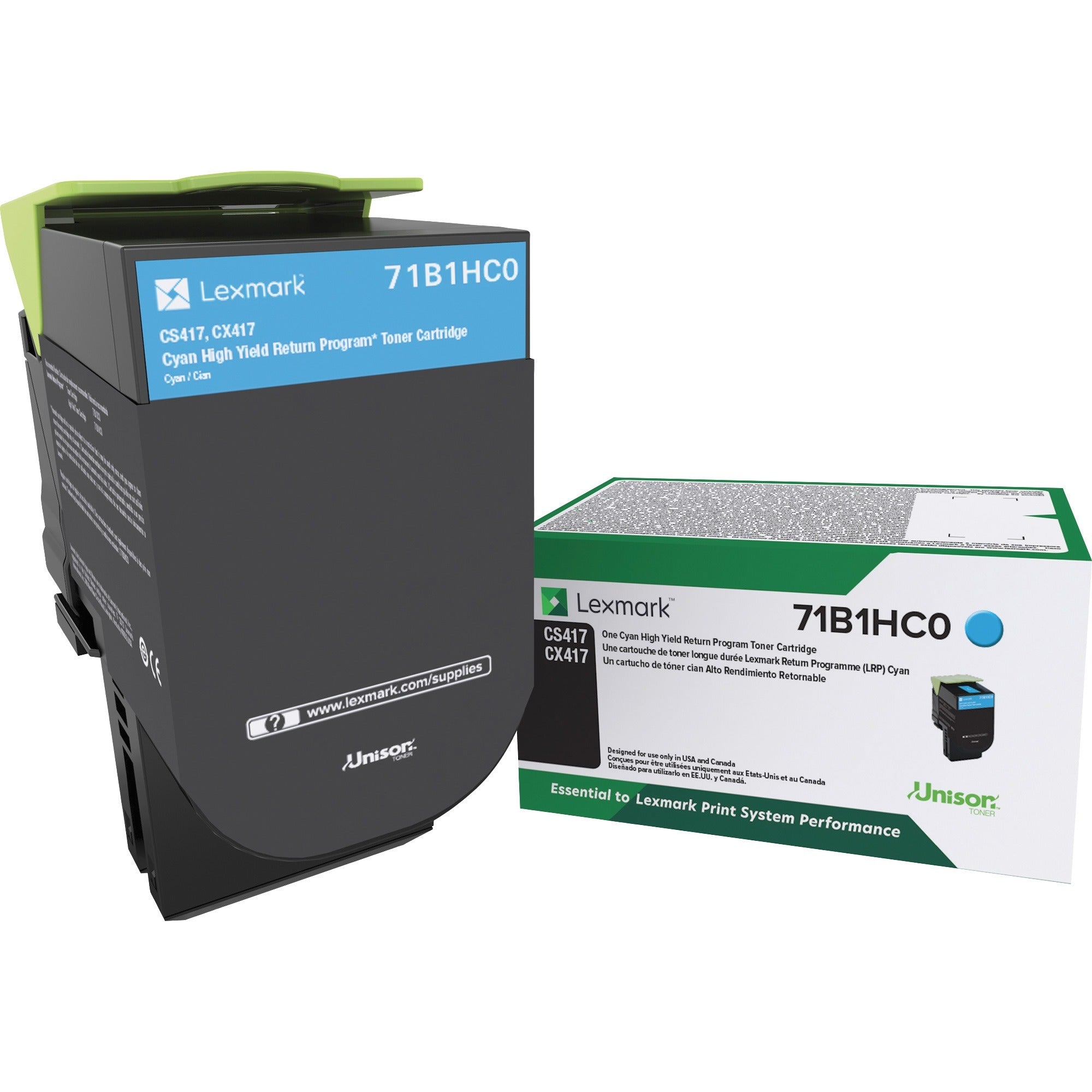 Lexmark Unison Original High Yield Laser Toner Cartridge, Cyan, 1 Each, 3500 Page Yield