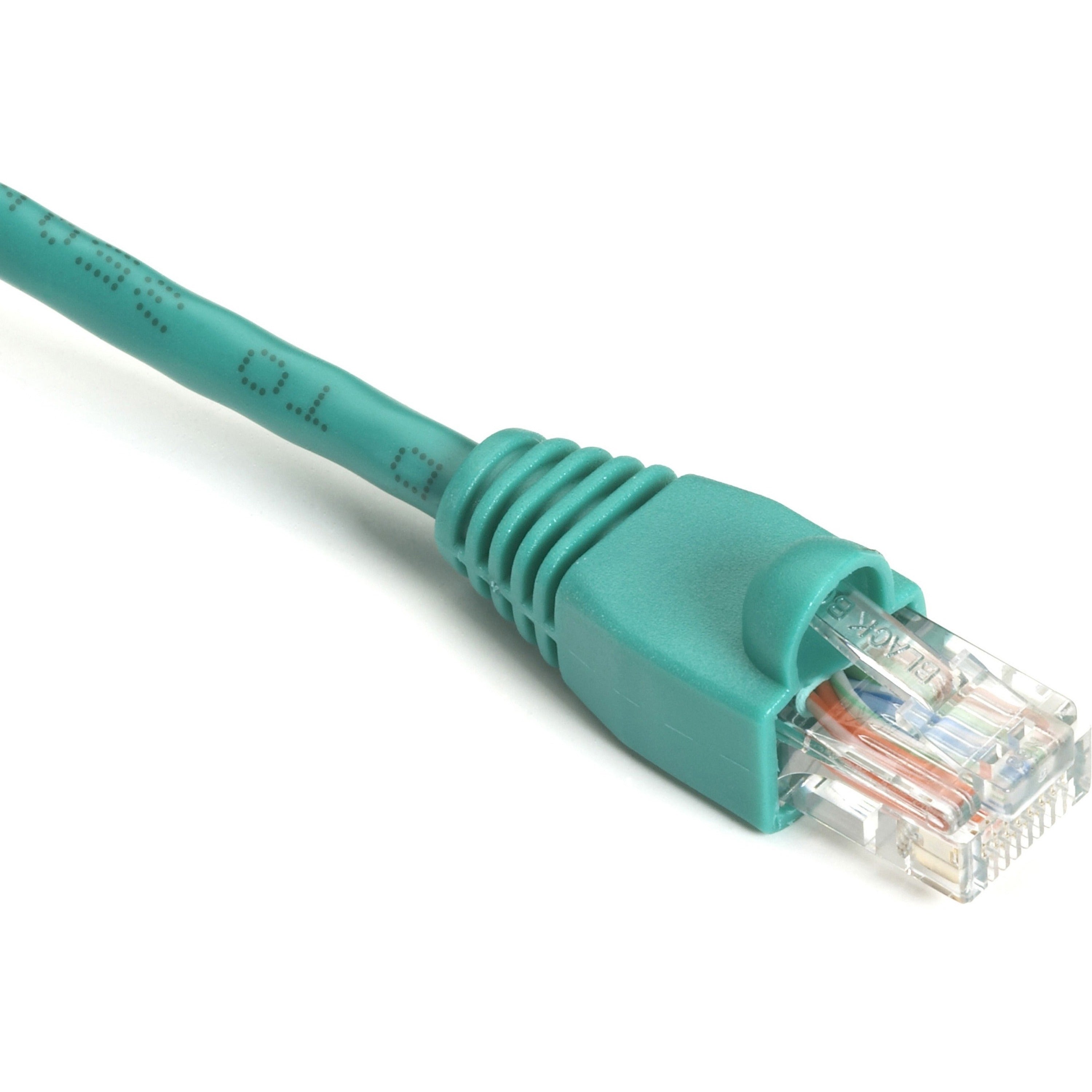 Black Box GigaBase Cat.5e UTP Patch Network Cable, 9", RJ-45 Male/Male, 1 Gbit/s, 24 AWG, Gold Plated Contacts, Snagless Boot, Green, 1 Each
