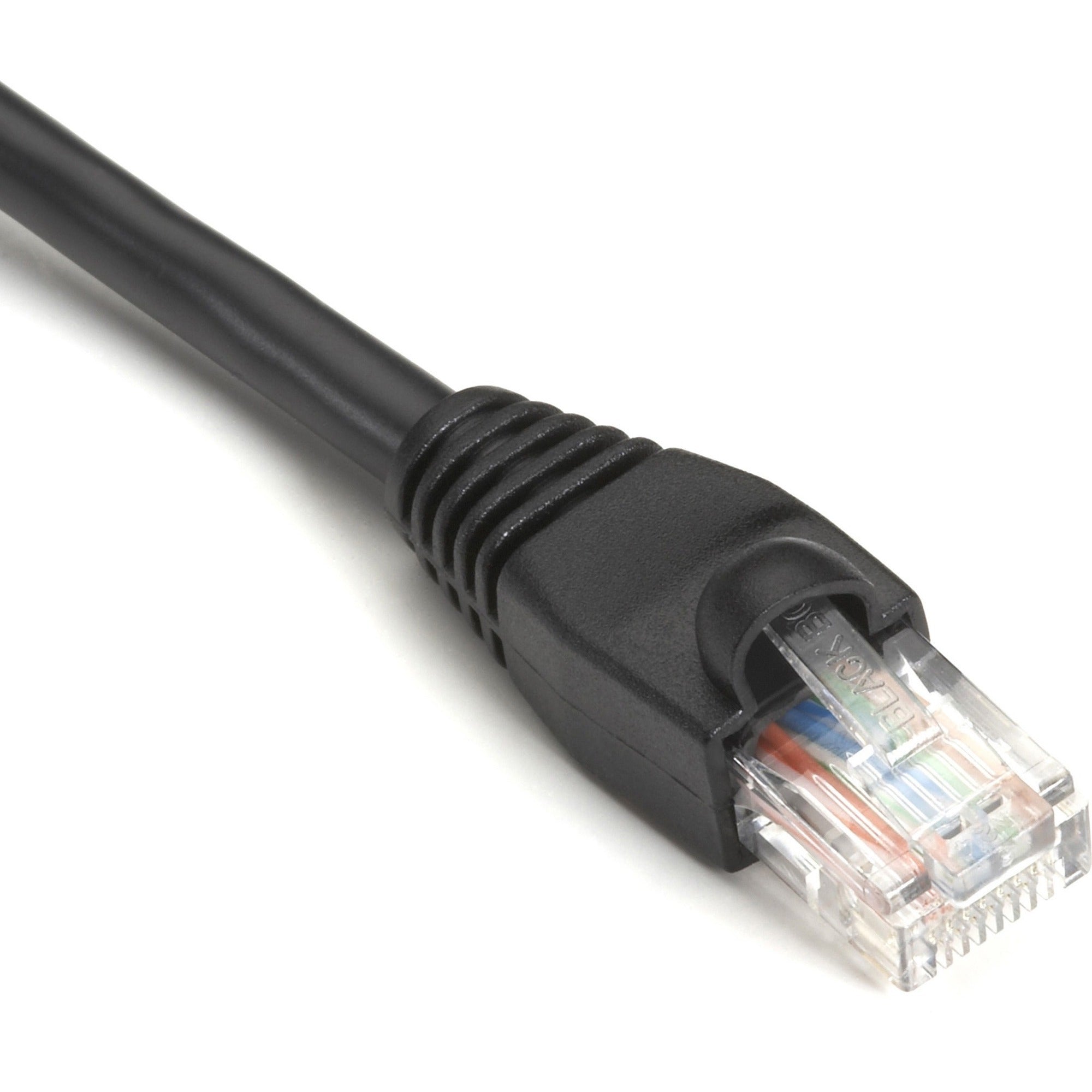 Black Box GigaBase Cat.5e UTP Patch Network Cable, 9", RJ-45 Male/Male, 1 Gbit/s, 24 AWG, Gold Plated Contacts, Snagless Boot, Black, 1 Each