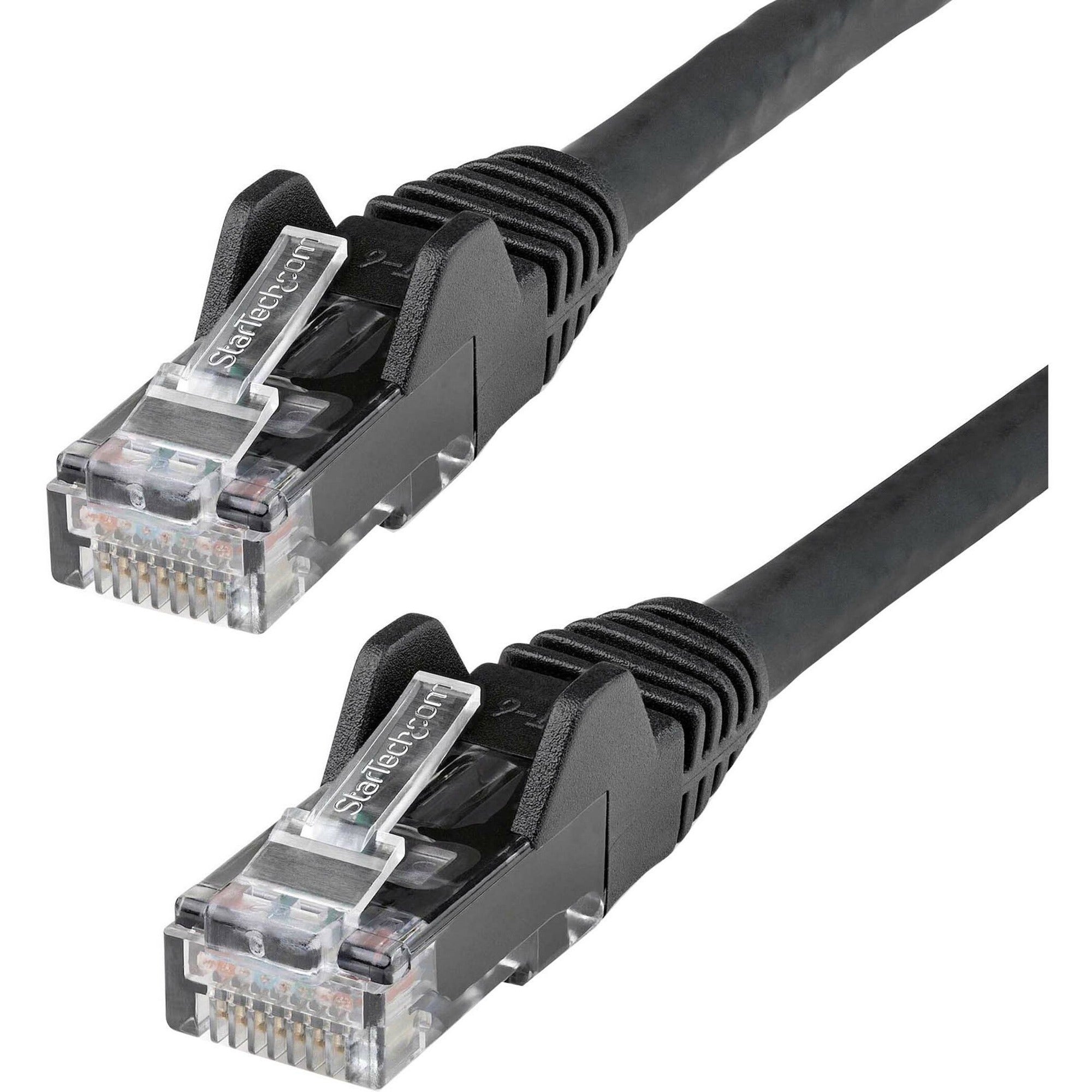 StarTech.com Cat6 Patch Cable, 30 ft, RJ-45 Male/Male, 10 Gbit/s, Gold Plated, 24 AWG, Black, Snagless, Molded Boots, 1 Each