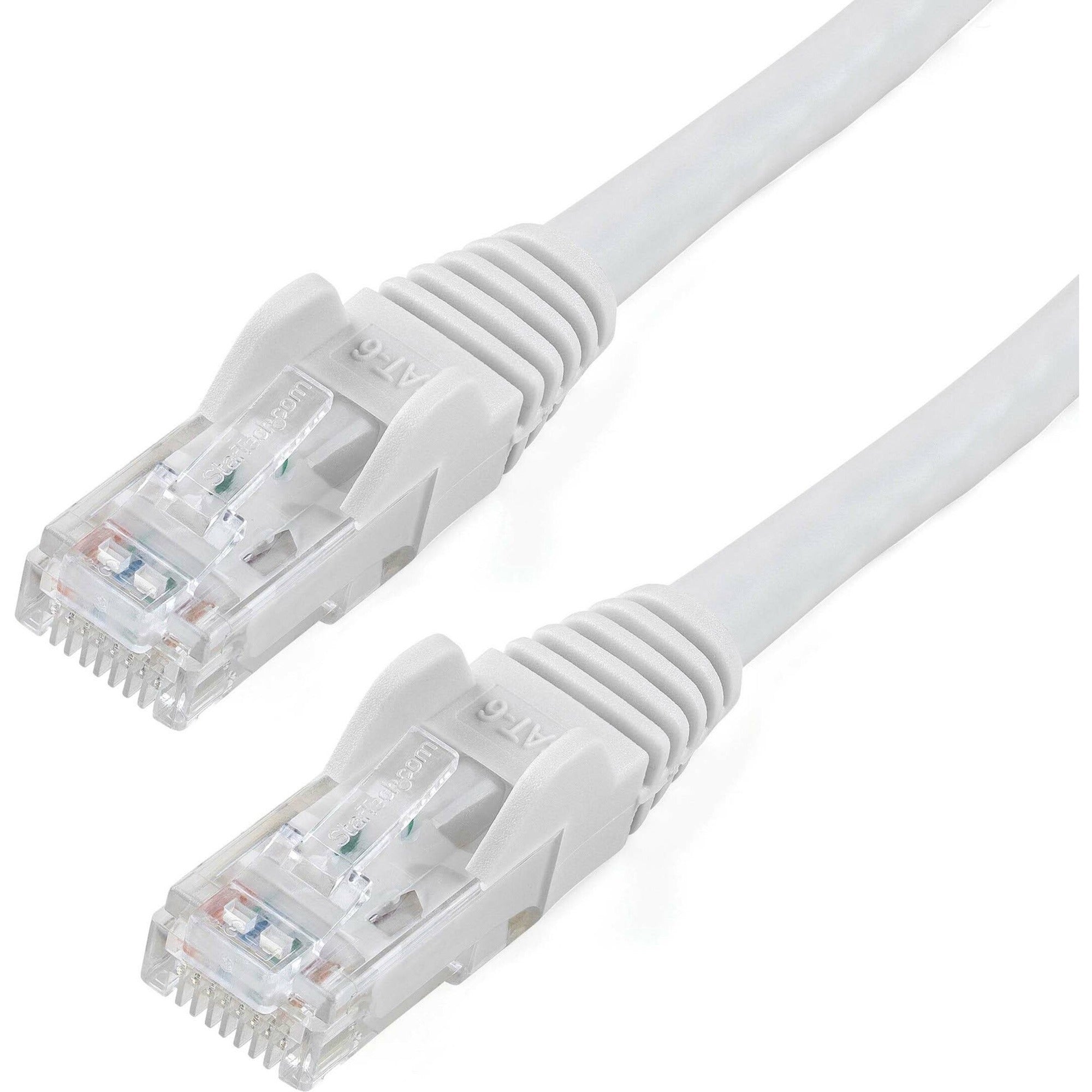 StarTech.com Cat6 Patch Cable, 6 Inch, RJ-45 Male/Male, 24 AWG, 10 Gbit/s, Gold Plated, Snagless, White, 1 Each
