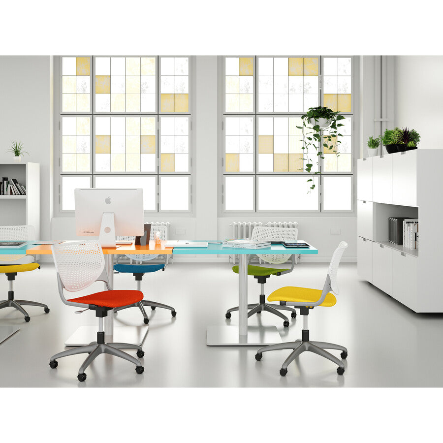 KFI Kool Task Chair with Perforated Back - Sky Blue Seat Color - Polypropylene Seat Material - Sky Blue Back Color - Polypropylene Back Material - Powder Coated Silver Frame Color - Steel Frame Material - 5-star Base - 1 Each