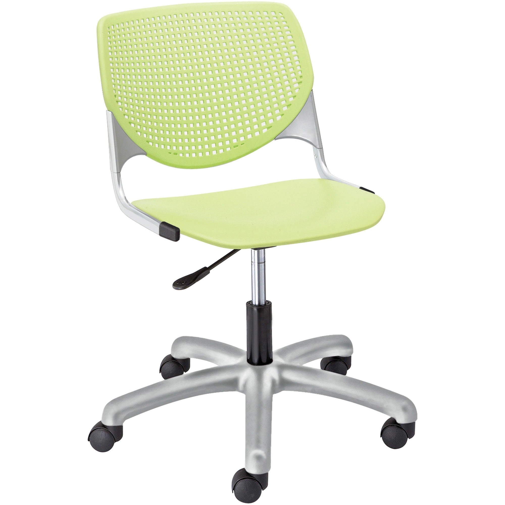 KFI Kool Task Chair with Perforated Back - Lime Green Seat Color - Polypropylene Seat Material - Lime Green Back Color - Polypropylene Back Material - Powder Coated Silver Frame Color - Steel Frame Material - 5-star Base - 1 Each