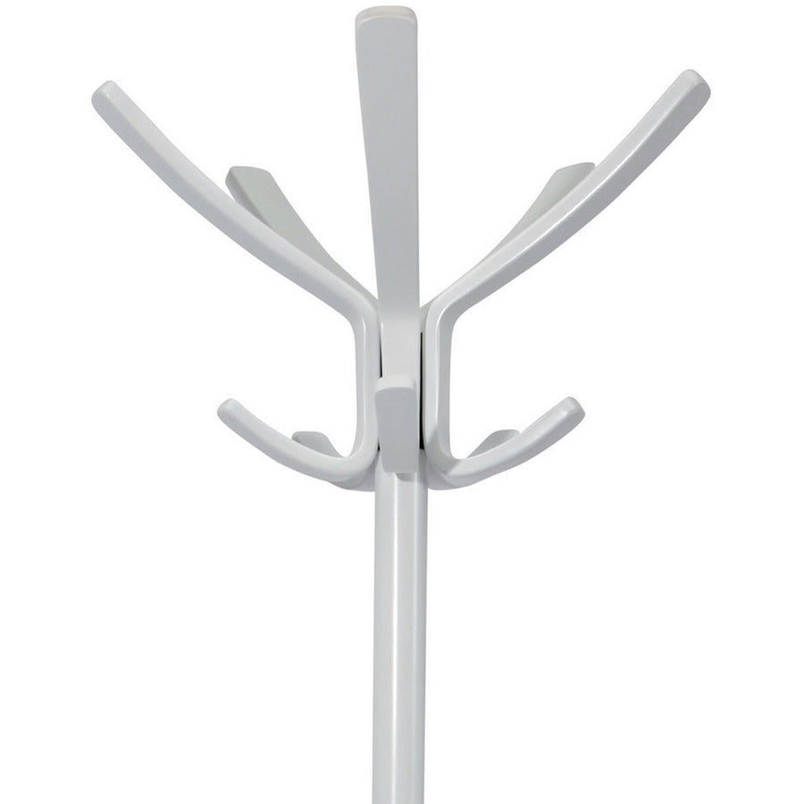 Alba Coat Stand - 5 Hooks - 10 Pegs - 70.5" Height - for Coat, Clothes, Accessories - Wood - White - 1 Each