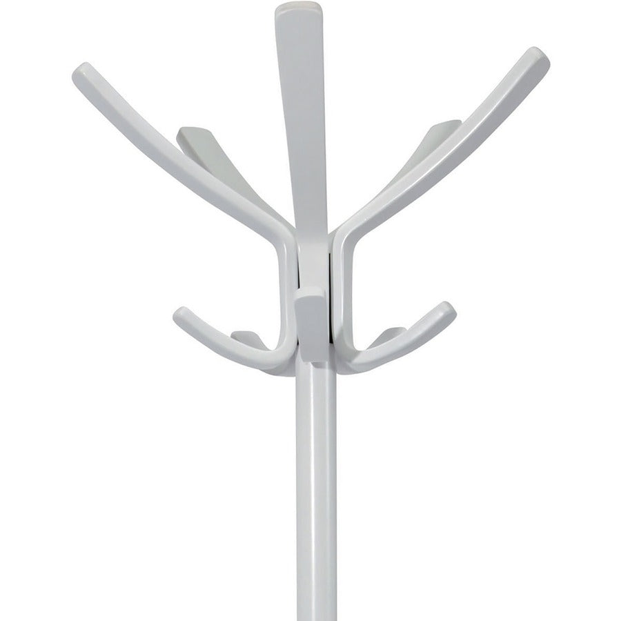 Alba Coat Stand - 5 Hooks - 10 Pegs - 70.5" Height - for Coat, Clothes, Accessories - Wood - White - 1 Each