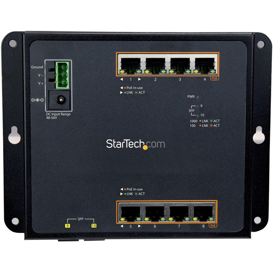 StarTech.com 8-Port PoE+ Gigabit Ethernet Switch plus 2 SFP Connections