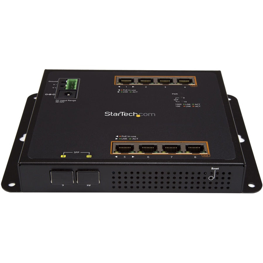 StarTech.com 8-Port PoE+ Gigabit Ethernet Switch plus 2 SFP Connections