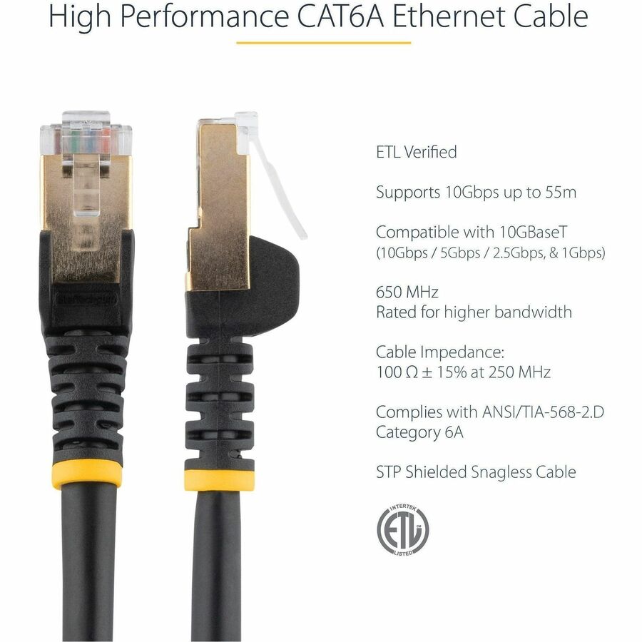 StarTech.com Cat6a Ethernet Patch Cable - Shielded (STP) - 35 ft., Black