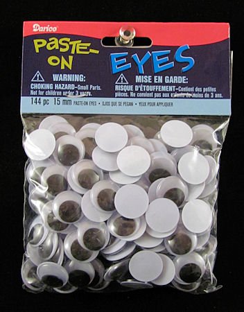 Darice 144 Piece Movable Paste on Eyes  15mm  Black