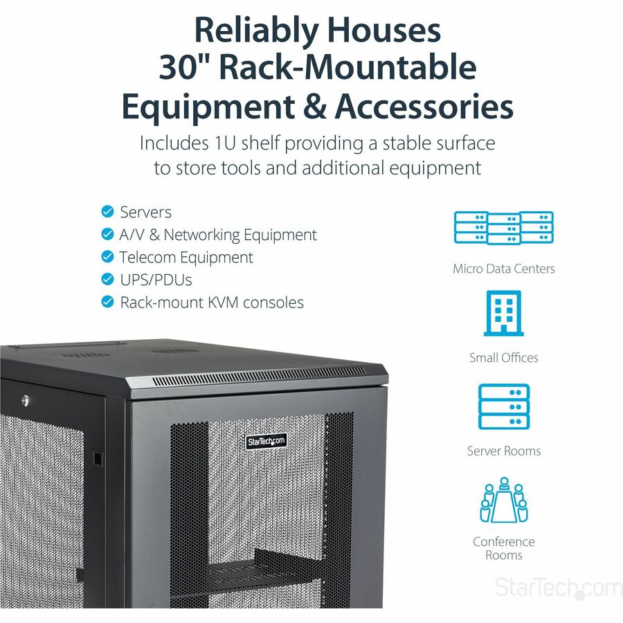 StarTech.com Server Rack Cabinet - 31 in. Deep Enclosure - 18U