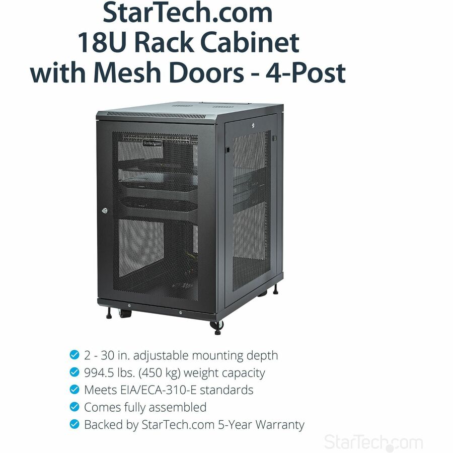 StarTech.com Server Rack Cabinet - 31 in. Deep Enclosure - 18U