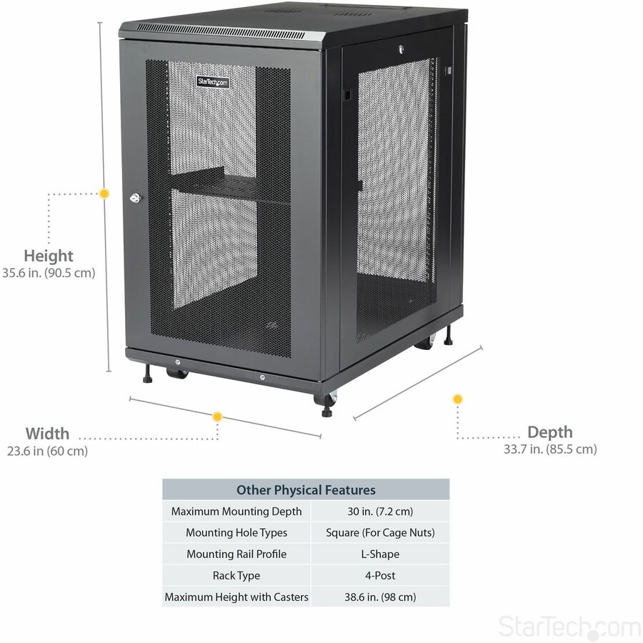 StarTech.com Server Rack Cabinet - 31 in. Deep Enclosure - 18U