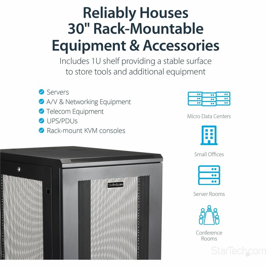 StarTech.com Server Rack Cabinet - 31 in. Deep Enclosure - 24U