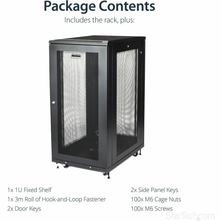 StarTech.com Server Rack Cabinet - 31 in. Deep Enclosure - 24U