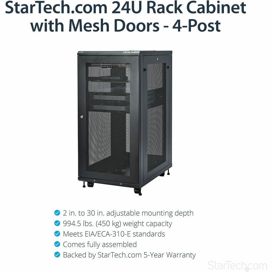 StarTech.com Server Rack Cabinet - 31 in. Deep Enclosure - 24U