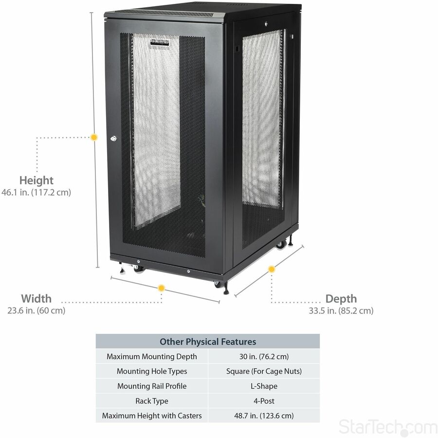 StarTech.com Server Rack Cabinet - 31 in. Deep Enclosure - 24U