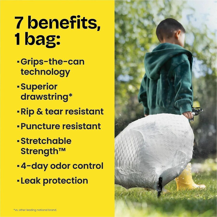 Glad ForceFlex Tall Kitchen Drawstring Trash Bags - Fresh Clean with Febreze Freshness - 13 gal Capacity - 0.78 mil (20 Micron) Thickness - Drawstring Closure - White - Kitchen, Garbage, Home, Breakroom, Cafeteria, Restaurant, Commercial/ - 80 / Box