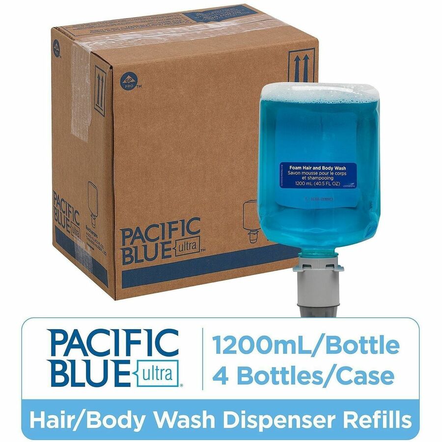 1.27 quart - Squeeze Bottle Dispenser - Dirt Remover, Bacteria Remover - Hair, Body, Skin - Blue - Hygienic, Rich Lather, pH Balanced - 4 / Carton