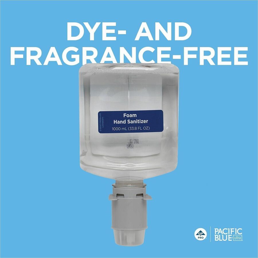 Pacific Blue Ultra Hand Sanitizer Foam Refill - 1.06 quart - Squeeze Bottle Dispenser - Kill Germs - Hand, Skin - Moisturizing - Clear - Dye-free, Fragrance-free, Food-safe - 4 / Carton