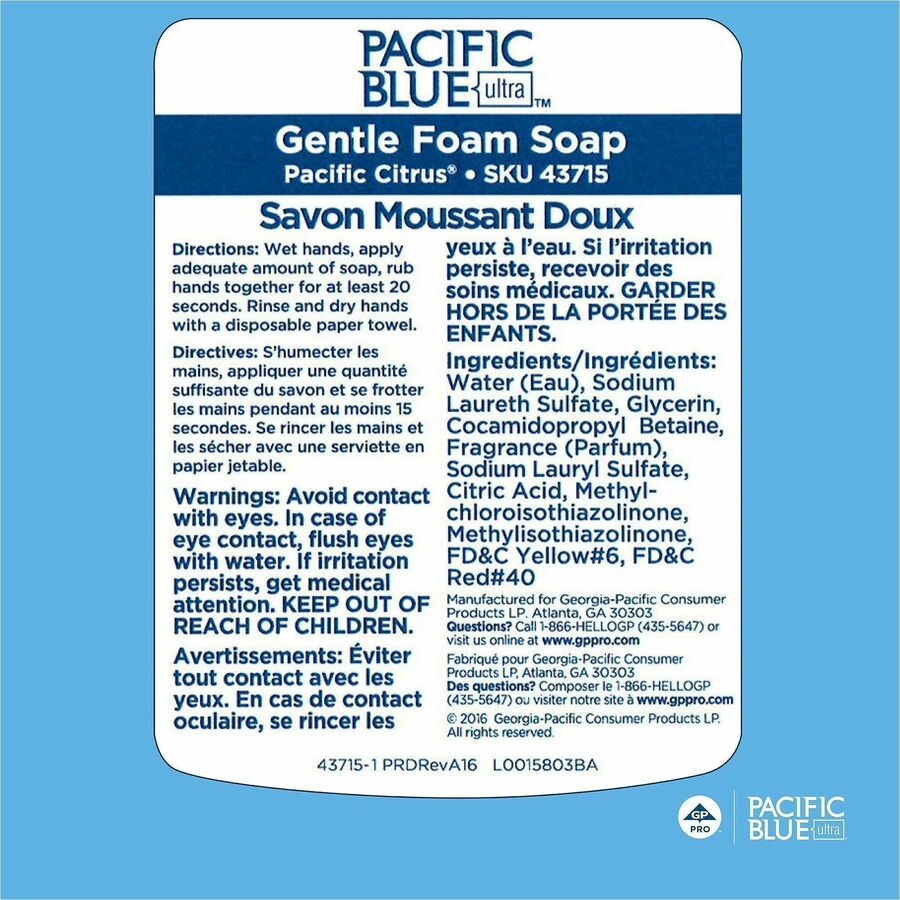 Pacific Citrus Scent - 1.27 quart - Squeeze Bottle Dispenser - Dirt Remover, Bacteria Remover - Skin - Orange - Rich Lather, Bio-based, VOC-free, pH Balanced - 4 / Carton