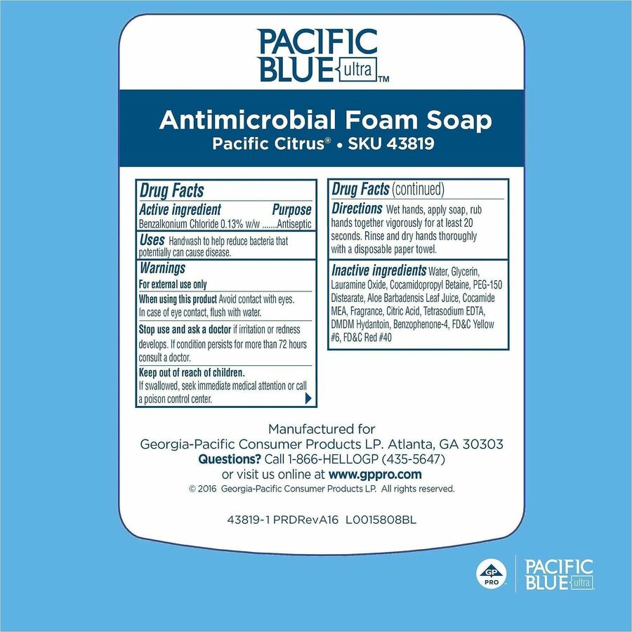 Pacific Citrus Scent - 1.27 quart - Squeeze Bottle Dispenser - Bacteria Remover, Kill Germs - Hand - Moisturizing - Orange - Bio-based, Dye-free - 4 / Carton