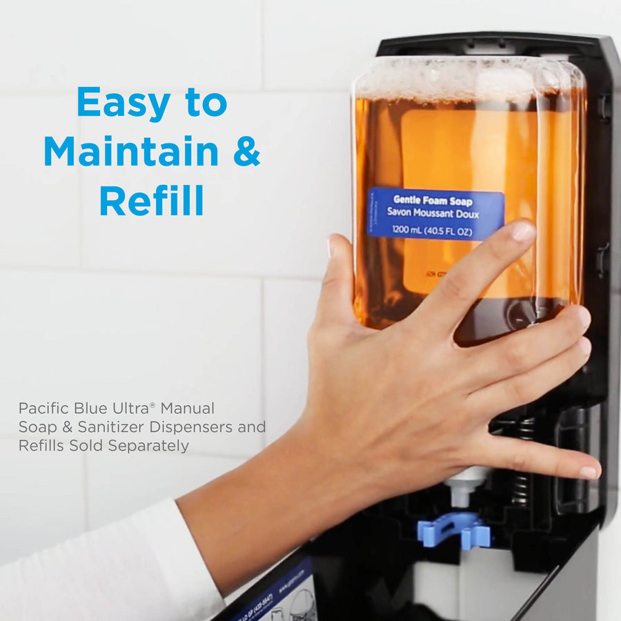 Pacific Blue Ultra Foaming Hand Soap/Hand Sanitizer Wall-Mounted Manual Dispenser - Manual - White - 1 Each