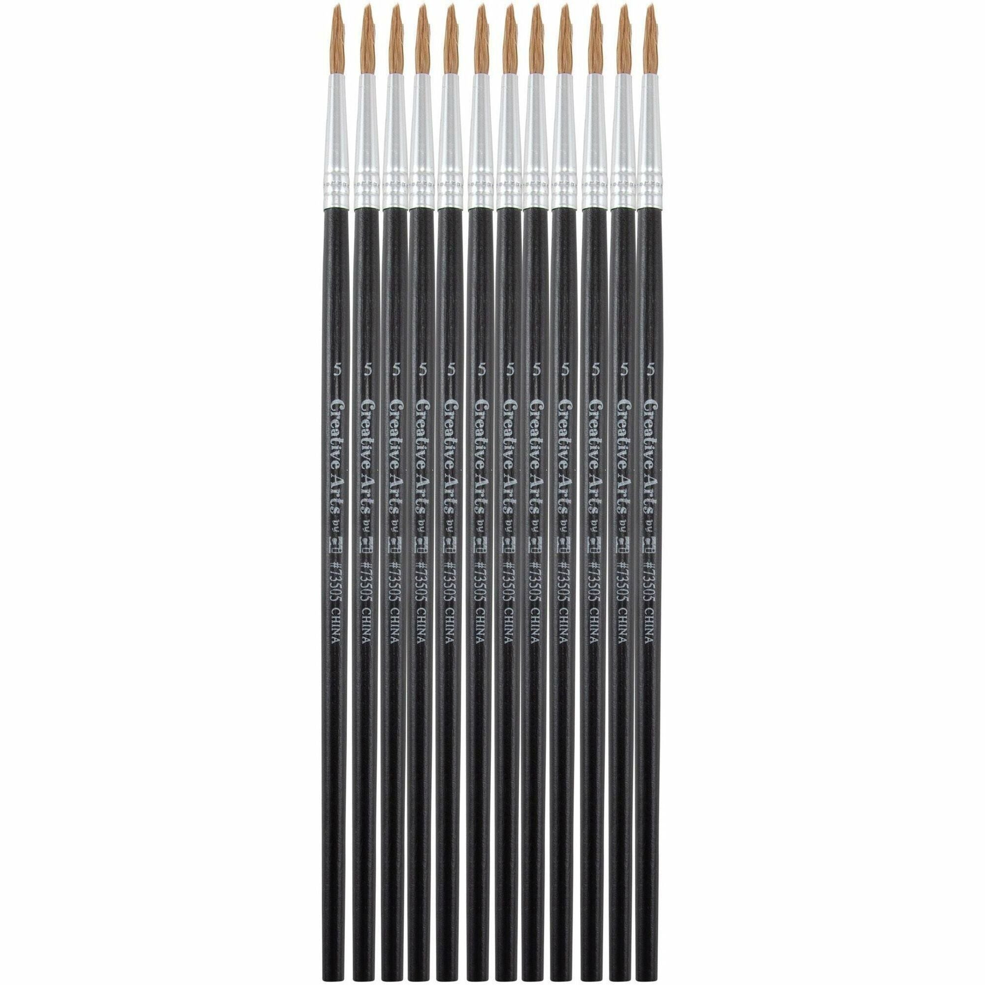 Charles Leonard Water Color Brush - 0.63" Bristle - No. 5 - Hardwood Handle - Aluminum Ferrule - 12 / Pack