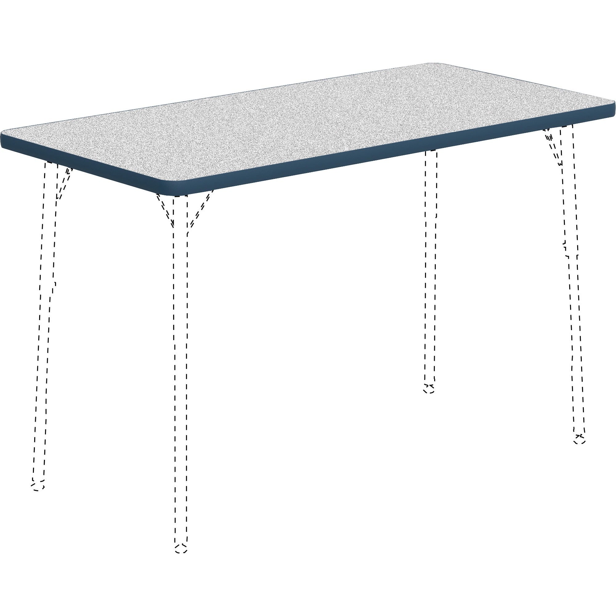 Lorell Classroom Activity Tabletop, Gray Nebula, High Pressure Laminate, Rectangle, 48" W x 24" D x 1.13" Thick, Navy Edge, 1 Each