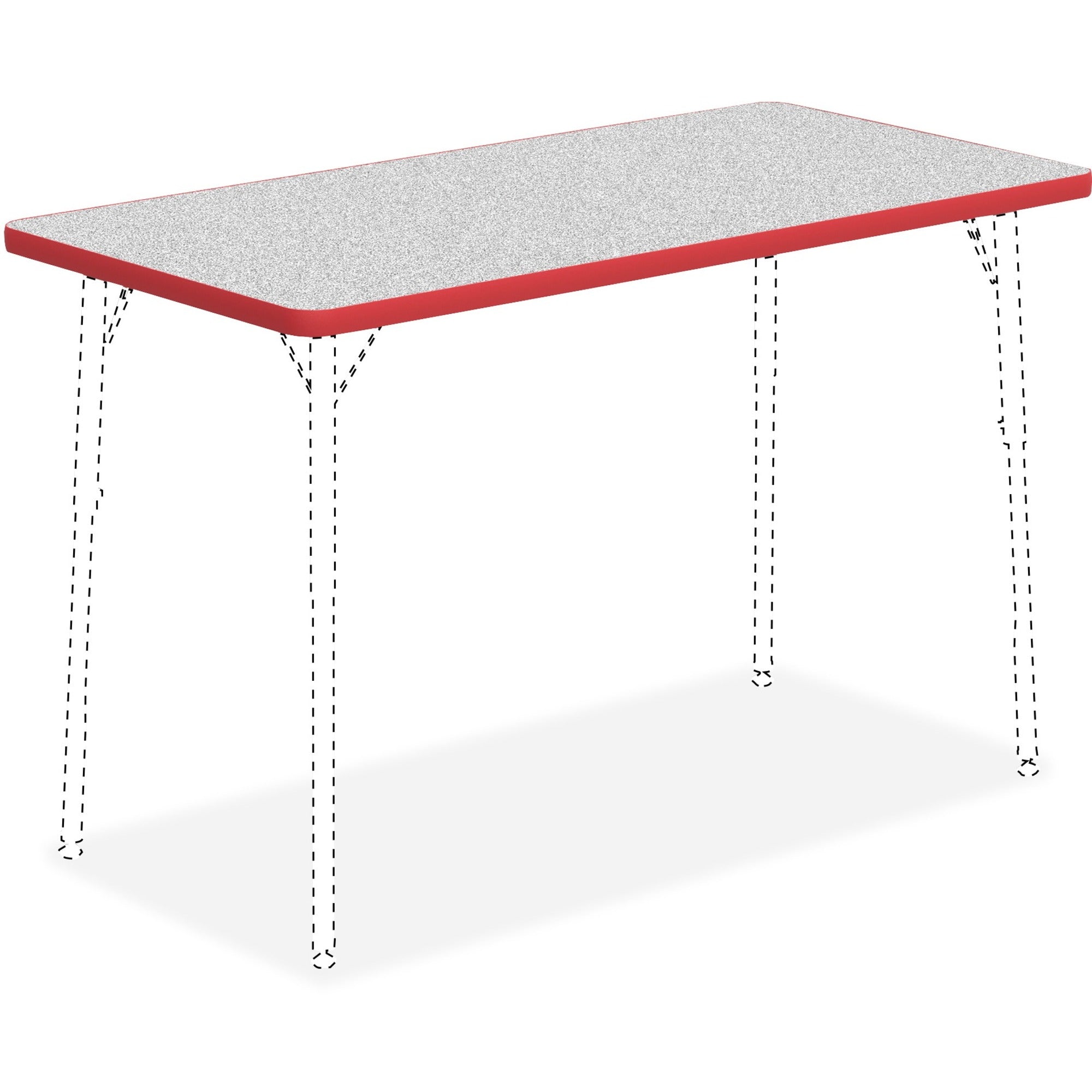 Lorell Classroom Activity Tabletop, Gray Nebula, High Pressure Laminate, Rectangle, 48" W x 24" D x 1.13" Thick, Red Edge, 1 Each