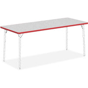 Lorell Classroom Activity Tabletop, Gray Nebula, High Pressure Laminate, Rectangle, 72" W x 30" D x 1.13" Thick, Red Edge, 1 Each