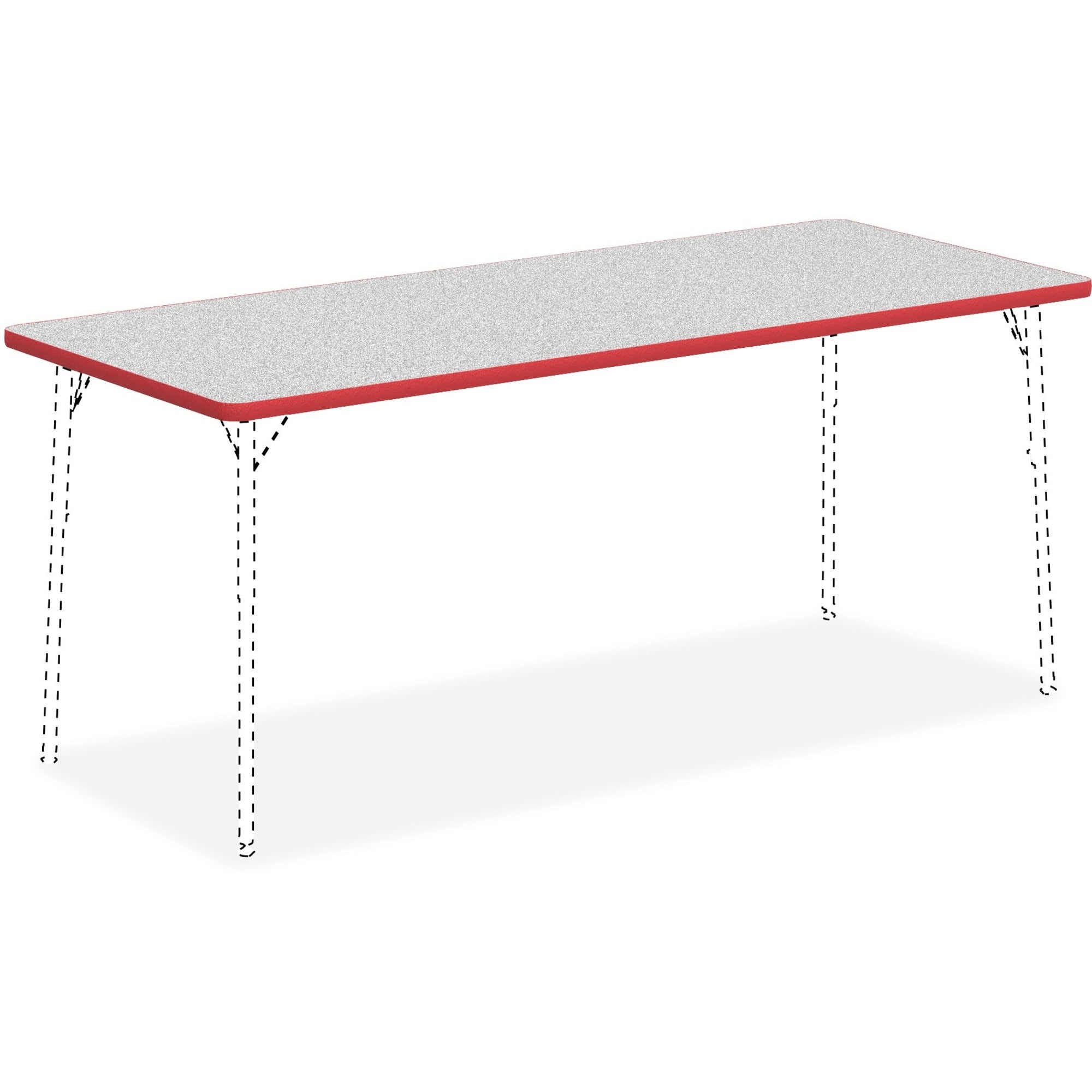 Lorell Classroom Activity Tabletop, Gray Nebula, High Pressure Laminate, Rectangle, 72" W x 30" D x 1.13" Thick, Red Edge, 1 Each
