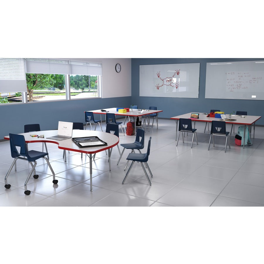 Lorell Classroom Activity Tabletop, Gray Nebula, High Pressure Laminate, Rectangle, 72" W x 30" D x 1.13" Thick, Red Edge, 1 Each