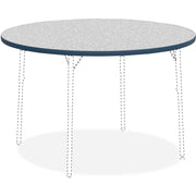 Lorell Classroom Activity Tabletop, Round, Gray Nebula, High Pressure Laminate, 1.13" Thick x 48" Diameter, Navy Edge, 1 Each