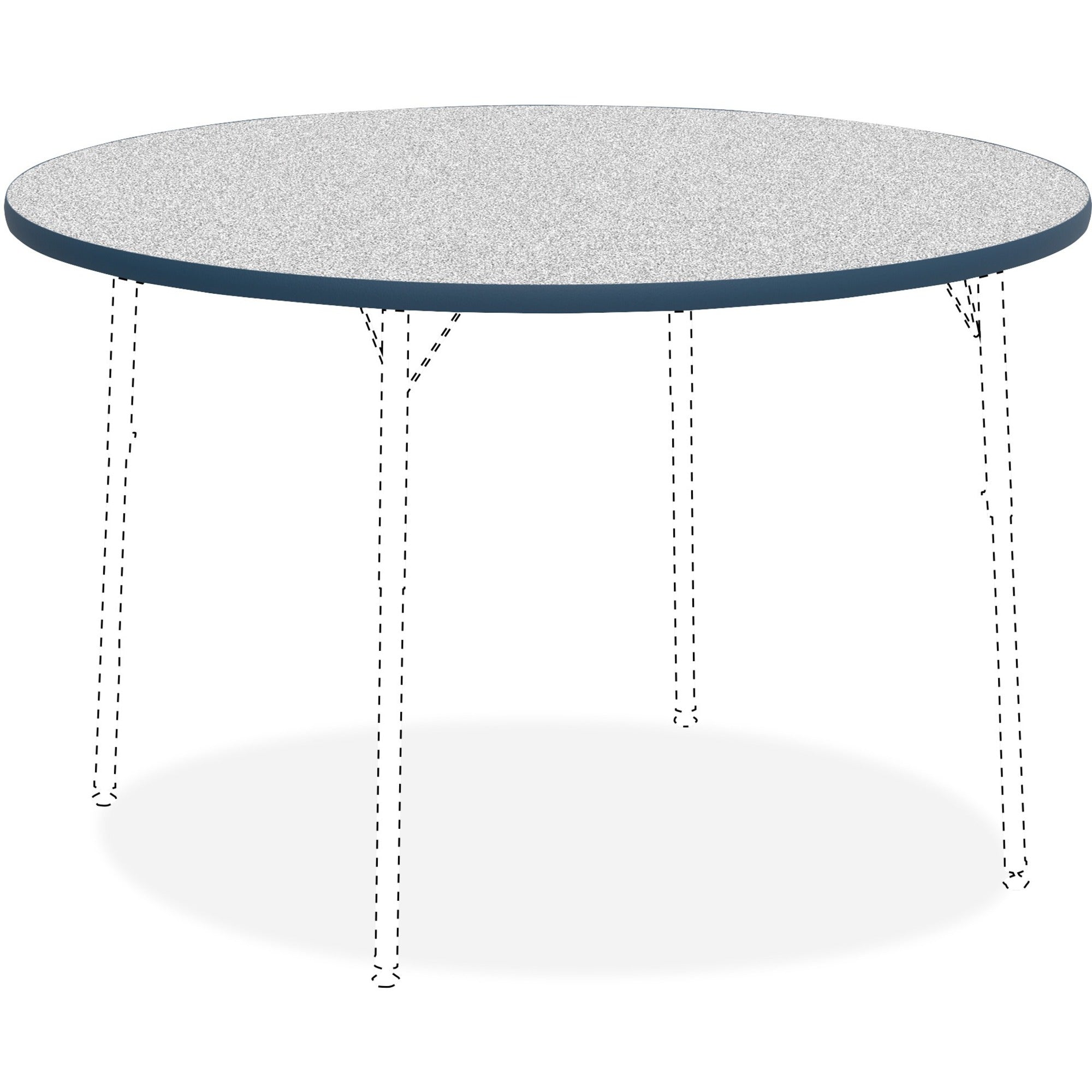 Lorell Classroom Activity Tabletop, Round, Gray Nebula, High Pressure Laminate, 1.13" Thick x 48" Diameter, Navy Edge, 1 Each