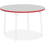 Lorell Classroom Activity Tabletop, Round, Gray Nebula High Pressure Laminate, 1.13" Thick x 48" Diameter, Red Edge, 1 Each