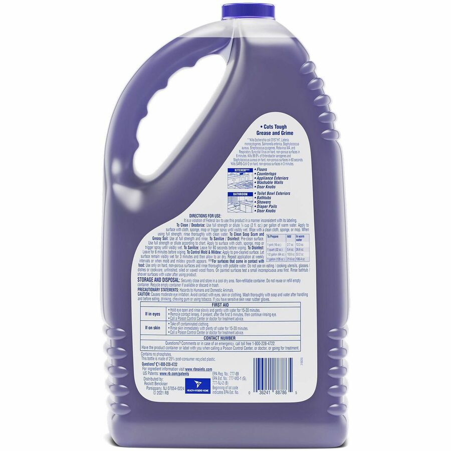 Lysol Clean/Fresh Lavender Cleaner - For Multi Surface - 144 fl oz (4.5 quart) - Clean & Fresh Lavender Orchid Scent - Recommended For: Stain Remover - Long Lasting, Disinfectant - Purple - 1 Each
