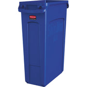 Rubbermaid Commercial Slim Jim 23-Gallon Vented Waste Container, Blue, 30" x 22" x 11", 1 Each
