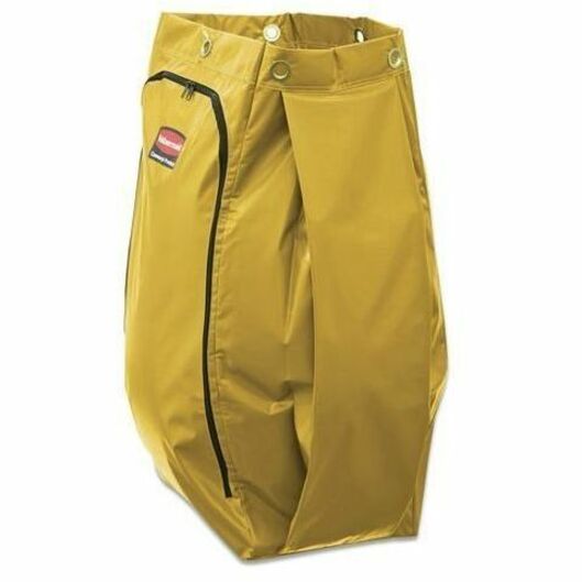 34 gal Capacity - 16.80" Length x 10.50" Width - Zipper Closure - Yellow - Vinyl - Janitorial Cart - 1 Each