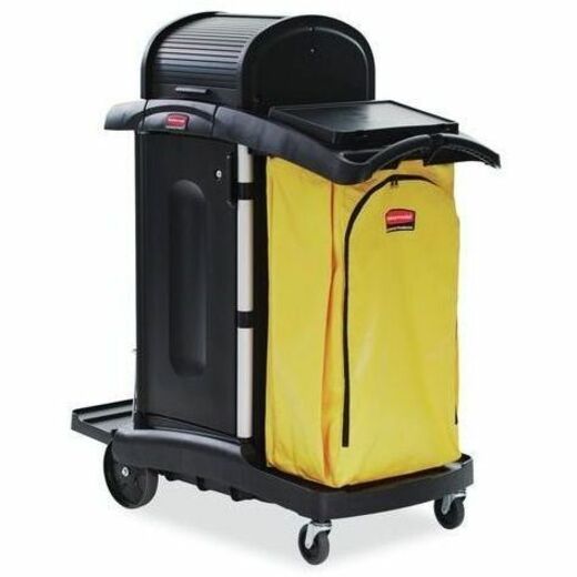 34 gal Capacity - 16.80" Length x 10.50" Width - Zipper Closure - Yellow - Vinyl - Janitorial Cart - 1 Each