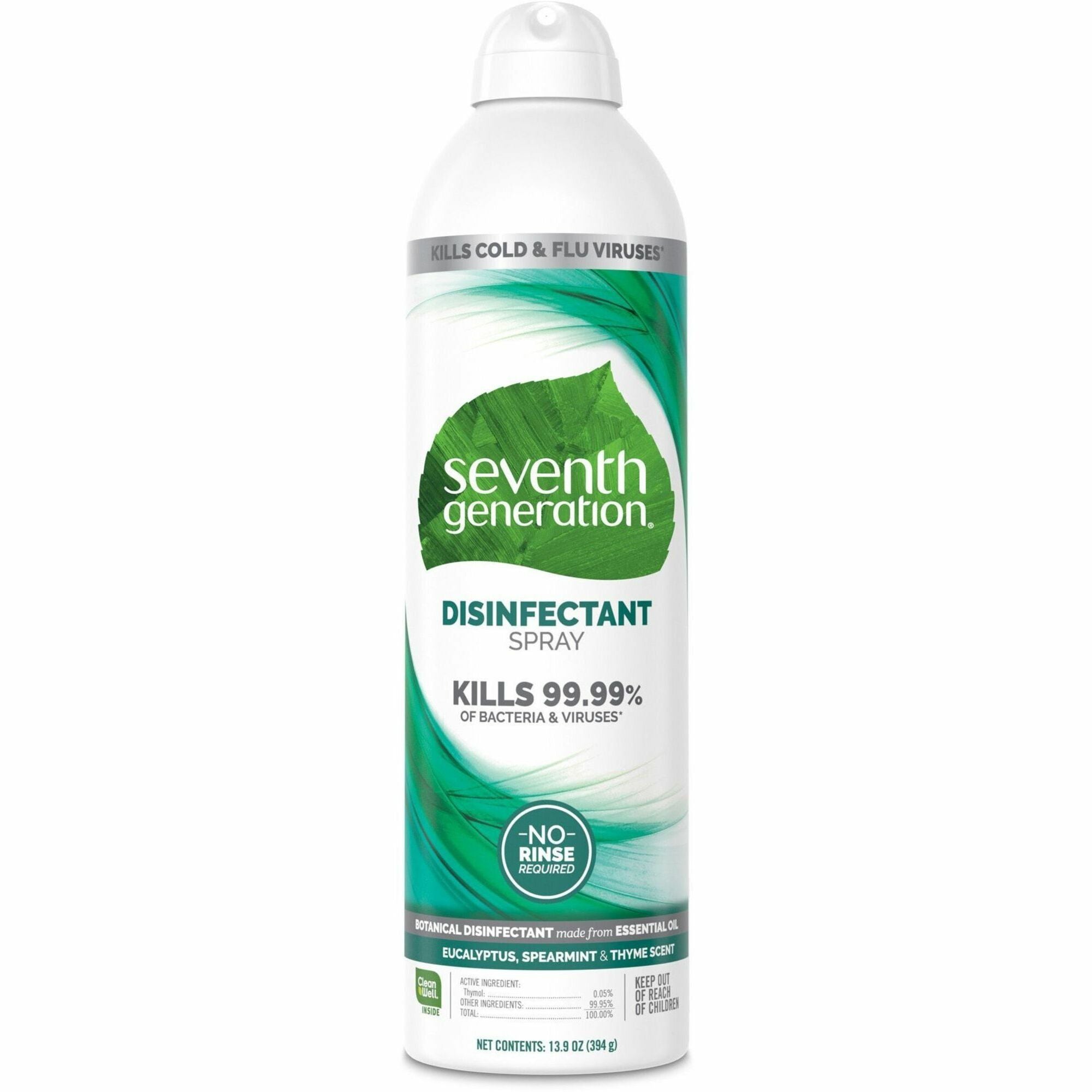 Seventh Generation Disinfectant Cleaner, Eucalyptus Spearmint & Thyme Scent, Non-flammable, Anti-bacterial, Clear, 13.9 fl oz Spray, 1 Each