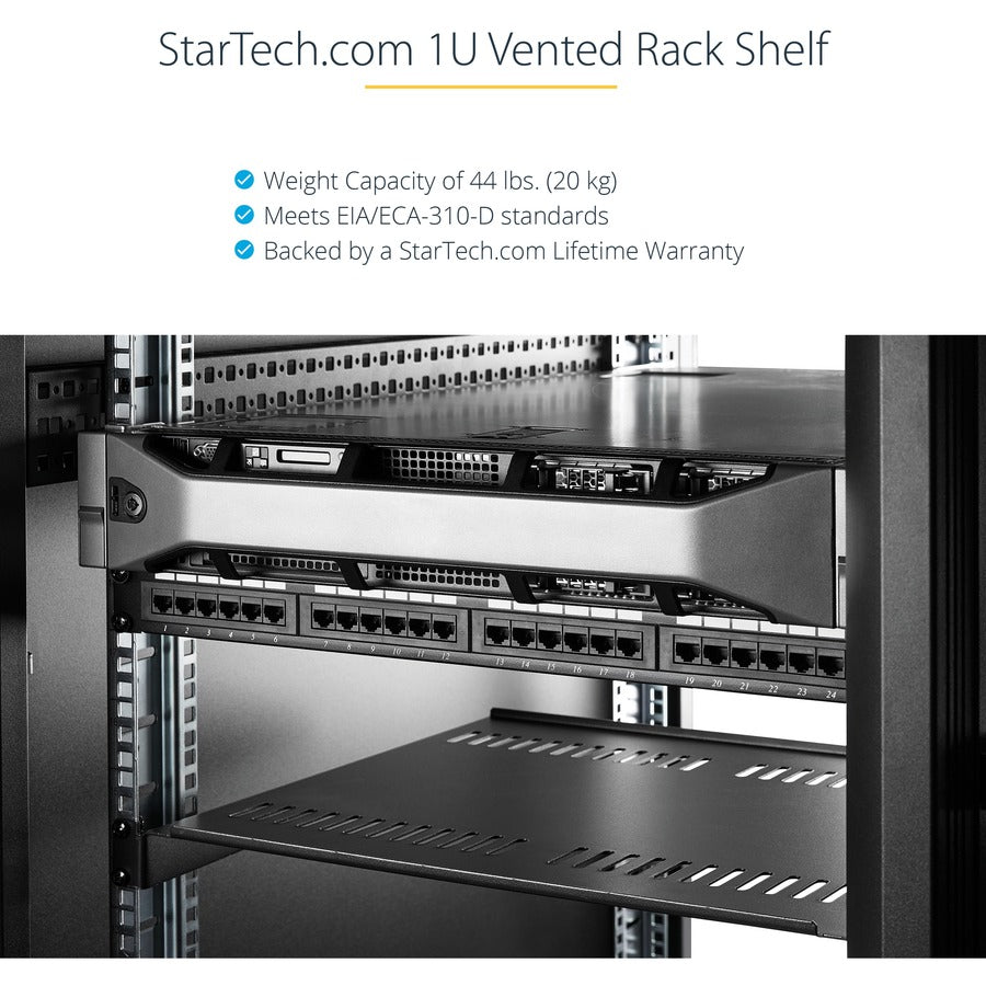 StarTech.com Vented 1U Rack Shelf - 16 in. Deep