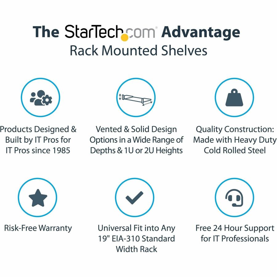 StarTech.com Vented 1U Rack Shelf - 10 in. Deep