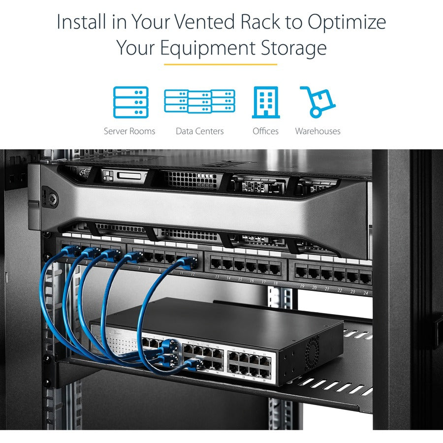 StarTech.com Vented 1U Rack Shelf - 7 in. Deep