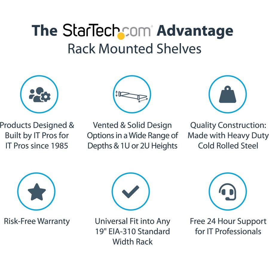StarTech.com Vented 1U Rack Shelf - 7 in. Deep