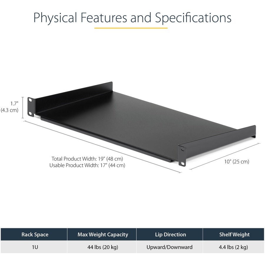 StarTech.com 1U Rack Shelf - 10 in. Deep