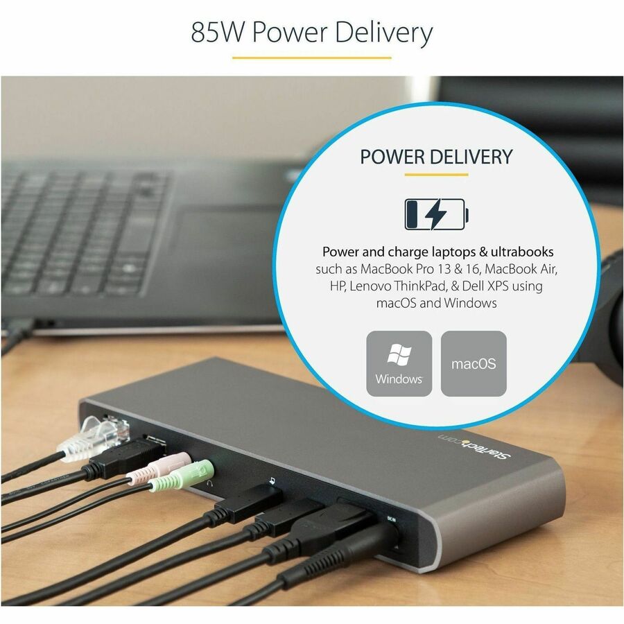 StarTech.com Dual 4K Monitor Thunderbolt 3 Dock with 3x USB 3.0 Ports
