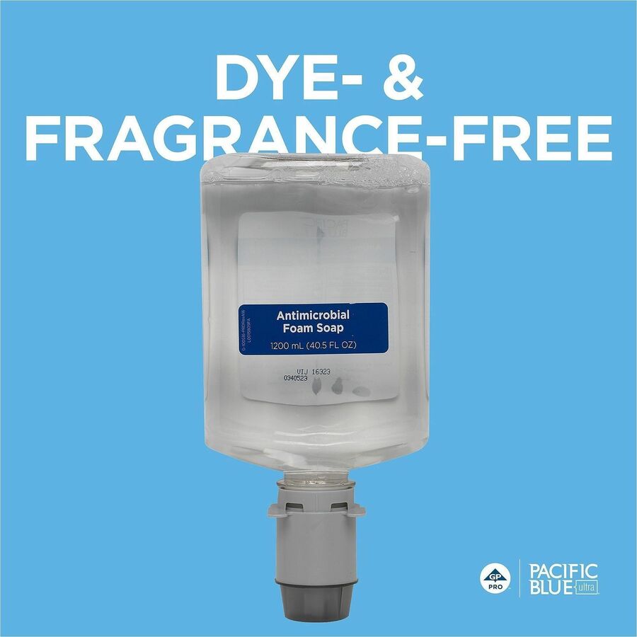 Fragrance-free Scent - 1.27 quart - Bottle Dispenser - Bacteria Remover, Kill Germs - Hand, Food Processing Industry, Restroom - Antibacterial - Clear - Recycled - Dye-free, pH Balanced - 4 / Carton