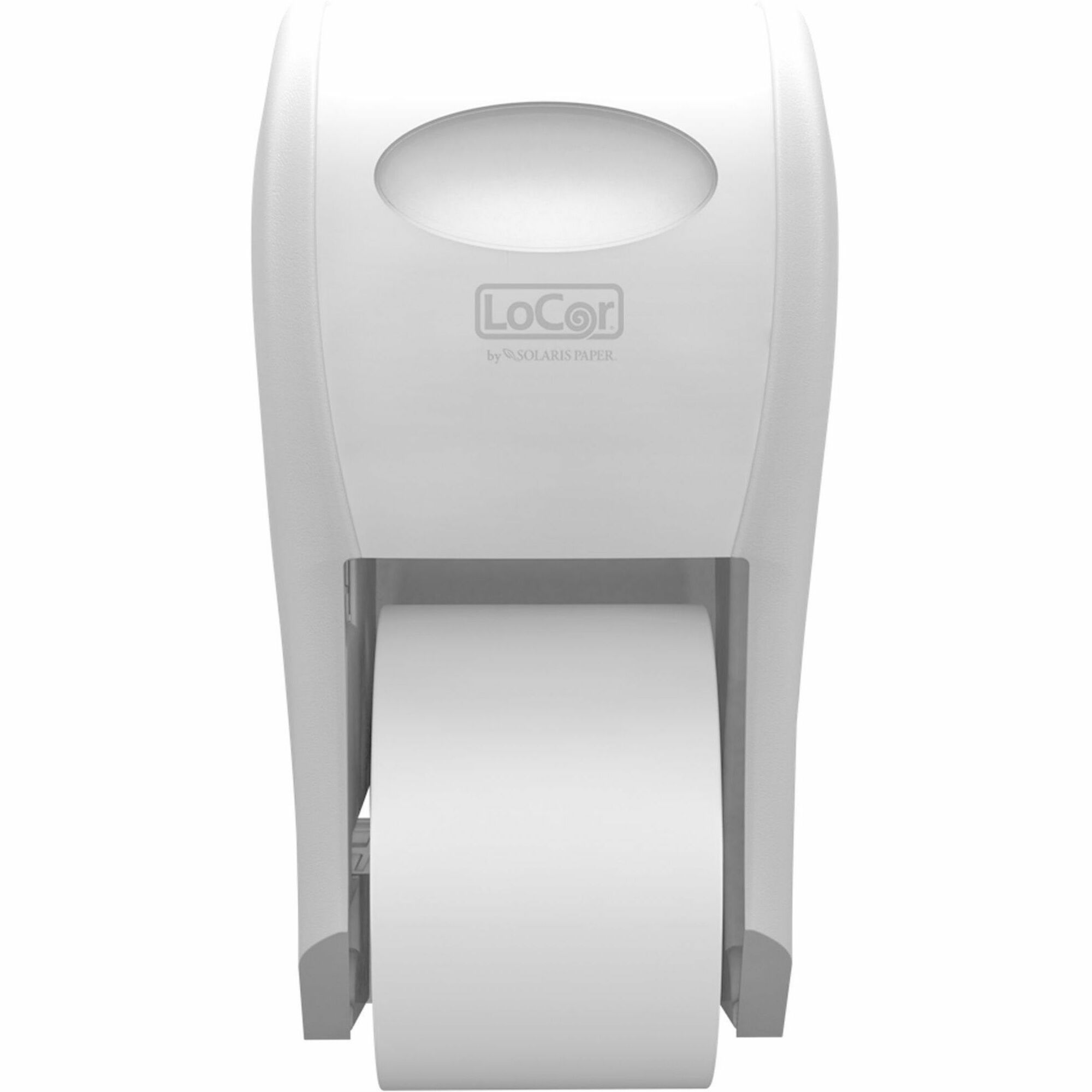 LoCor Top-Down Bath Tissue Dispenser, 300-Sheet Capacity, White, 7.4" H x 7.2" W x 13.5" D, 1 Each