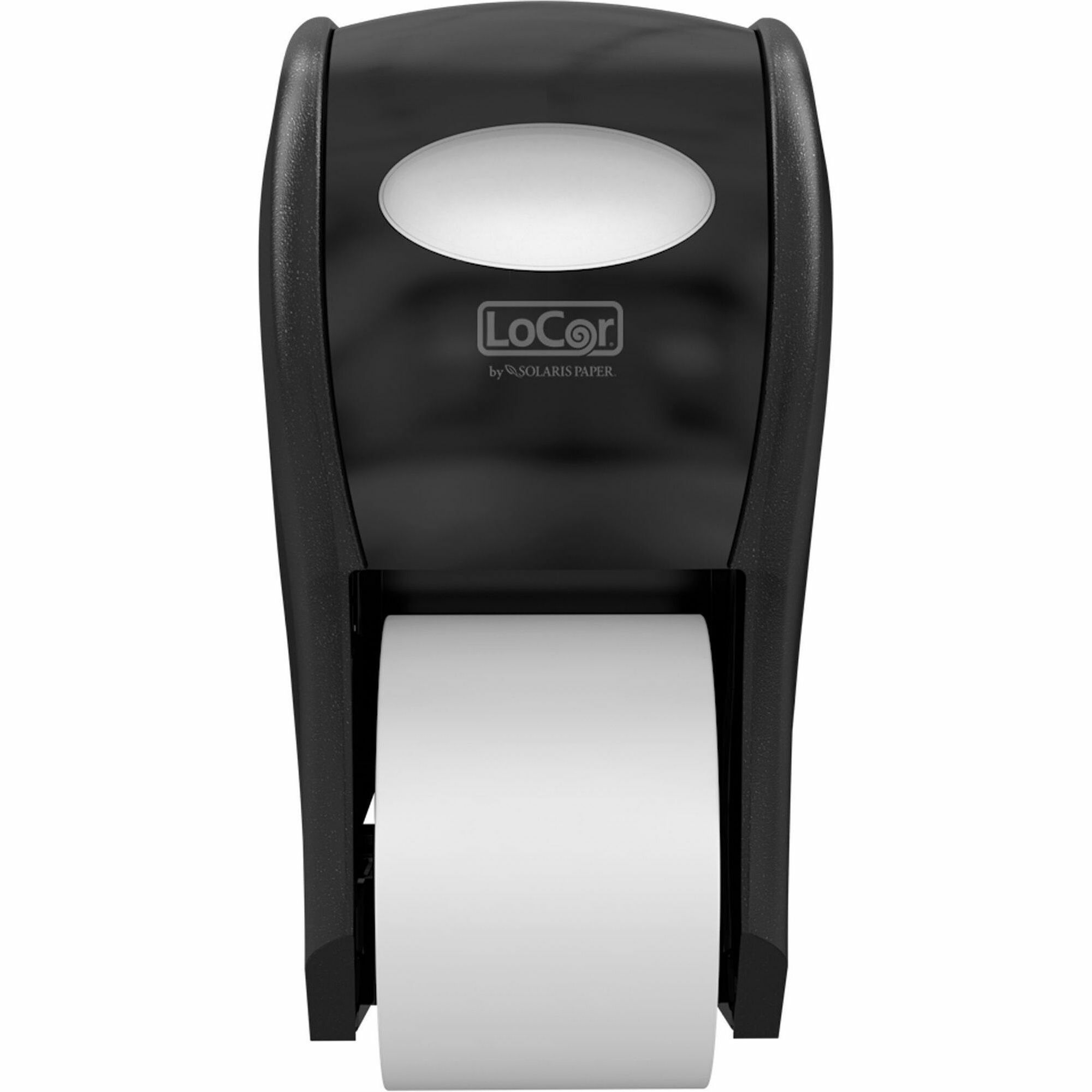 LoCor Top-Down Bath Tissue Dispenser, 300 Sheet Capacity, 7.4" H x 7.2" W x 13.5" D, Black, 1 Each